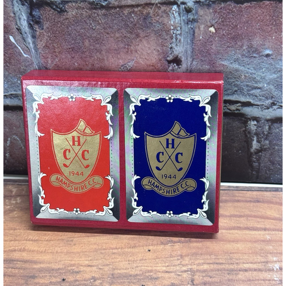 Vtg Blackstone Boxed 2 Decks Playing Cards One Sealed Hampshire Country Club HCC - Picture 1 of 5